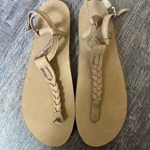 Rainbow Tan Braided Sandals